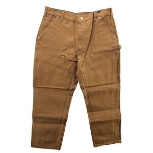 Carhartt Double Front Pants Mens 38x30 Brown B01 Firm Duck Loose Fit USA Utility